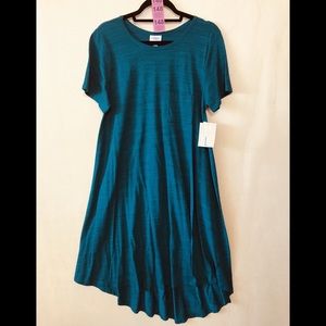 LuLaRoe Large Carly Dress Turquoise Hi/Lo A-line